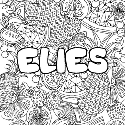 Coloraci&oacute;n del nombre ELIES - decorado mandala de frutas