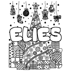 Coloraci&oacute;n del nombre ELIES - decorado &aacute;rbol de Navidad y regalos