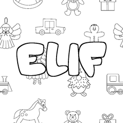 Coloraci&oacute;n del nombre ELIF - decorado juguetes