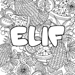 Coloraci&oacute;n del nombre ELIF - decorado mandala de frutas