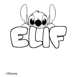 Coloraci&oacute;n del nombre ELIF - decorado Stitch