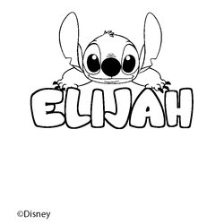 Coloraci&oacute;n del nombre ELIJAH - decorado Stitch