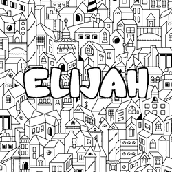 Coloraci&oacute;n del nombre ELIJAH - decorado ciudad