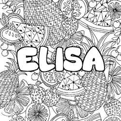 Coloraci&oacute;n del nombre ELISA - decorado mandala de frutas