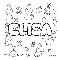 Coloraci&oacute;n del nombre ELISA - decorado Pascua
