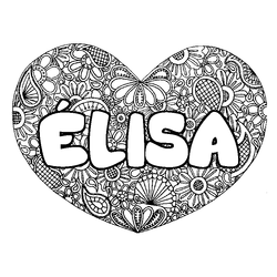 Coloraci&oacute;n del nombre &Eacute;LISA - decorado mandala de coraz&oacute;n
