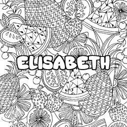 Coloraci&oacute;n del nombre ELISABETH - decorado mandala de frutas