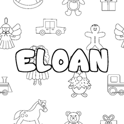 Coloraci&oacute;n del nombre ELOAN - decorado juguetes