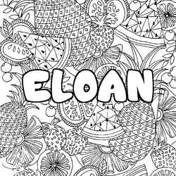 Coloraci&oacute;n del nombre ELOAN - decorado mandala de frutas