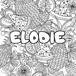 Coloraci&oacute;n del nombre ELODIE - decorado mandala de frutas