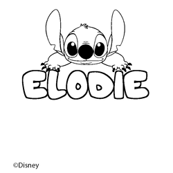 Coloraci&oacute;n del nombre ELODIE - decorado Stitch