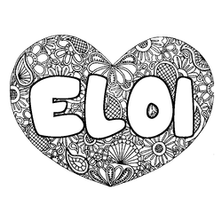 Coloraci&oacute;n del nombre ELOI - decorado mandala de coraz&oacute;n