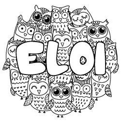 Coloraci&oacute;n del nombre ELOI - decorado b&uacute;hos