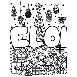 Coloraci&oacute;n del nombre ELOI - decorado &aacute;rbol de Navidad y regalos