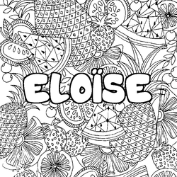 Coloraci&oacute;n del nombre ELO&Iuml;SE - decorado mandala de frutas