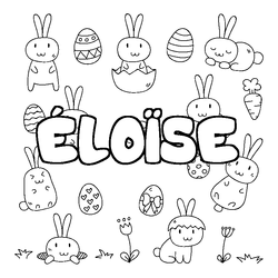Coloraci&oacute;n del nombre &Eacute;LO&Iuml;SE - decorado Pascua