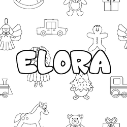 Coloraci&oacute;n del nombre ELORA - decorado juguetes