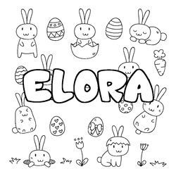 Coloraci&oacute;n del nombre ELORA - decorado Pascua