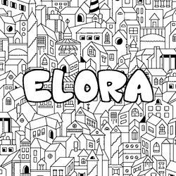Coloraci&oacute;n del nombre ELORA - decorado ciudad