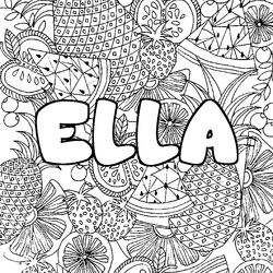 Coloraci&oacute;n del nombre ELLA - decorado mandala de frutas