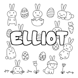Coloraci&oacute;n del nombre ELLIOT - decorado Pascua