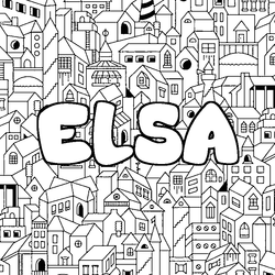 Coloraci&oacute;n del nombre ELSA - decorado ciudad