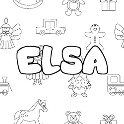 Coloraci&oacute;n del nombre ELSA - decorado juguetes