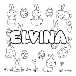 Coloraci&oacute;n del nombre ELVINA - decorado Pascua