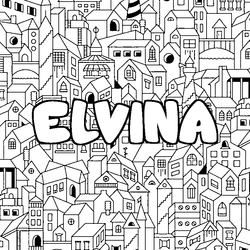 Coloraci&oacute;n del nombre ELVINA - decorado ciudad
