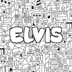 Coloraci&oacute;n del nombre ELVIS - decorado ciudad
