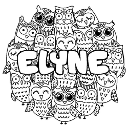 Coloraci&oacute;n del nombre ELYNE - decorado b&uacute;hos