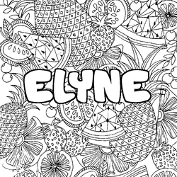 Coloraci&oacute;n del nombre ELYNE - decorado mandala de frutas