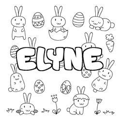 Coloraci&oacute;n del nombre ELYNE - decorado Pascua