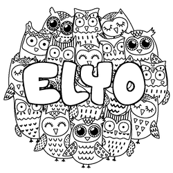 Coloraci&oacute;n del nombre ELYO - decorado b&uacute;hos