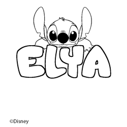 Coloraci&oacute;n del nombre ELYA - decorado Stitch