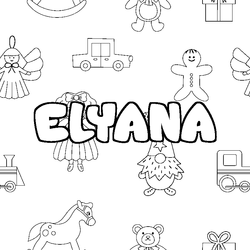 Coloraci&oacute;n del nombre ELYANA - decorado juguetes