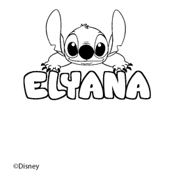Coloraci&oacute;n del nombre ELYANA - decorado Stitch