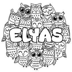 Coloraci&oacute;n del nombre ELYAS - decorado b&uacute;hos