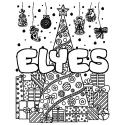 Coloraci&oacute;n del nombre ELYES - decorado &aacute;rbol de Navidad y regalos