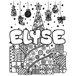 Coloraci&oacute;n del nombre ELYSE - decorado &aacute;rbol de Navidad y regalos