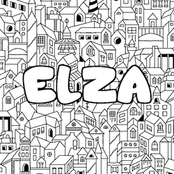 Coloraci&oacute;n del nombre ELZA - decorado ciudad