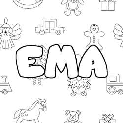 Coloraci&oacute;n del nombre EMA - decorado juguetes