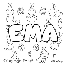 Coloraci&oacute;n del nombre EMA - decorado Pascua