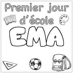 Coloraci&oacute;n del nombre EMA - decorado primer d&iacute;a de escuela