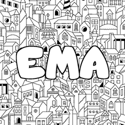 Coloraci&oacute;n del nombre EMA - decorado ciudad