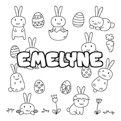 Coloraci&oacute;n del nombre EMELYNE - decorado Pascua