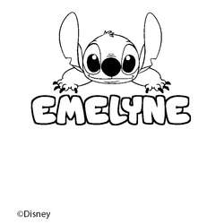 Coloraci&oacute;n del nombre EMELYNE - decorado Stitch