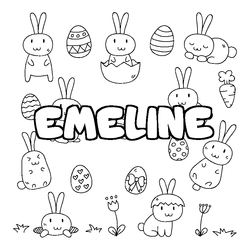 Coloraci&oacute;n del nombre EMELINE - decorado Pascua