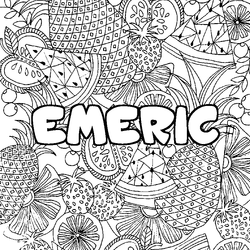 Coloraci&oacute;n del nombre EMERIC - decorado mandala de frutas