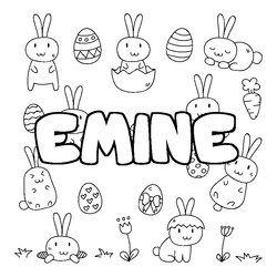 Coloraci&oacute;n del nombre EMINE - decorado Pascua